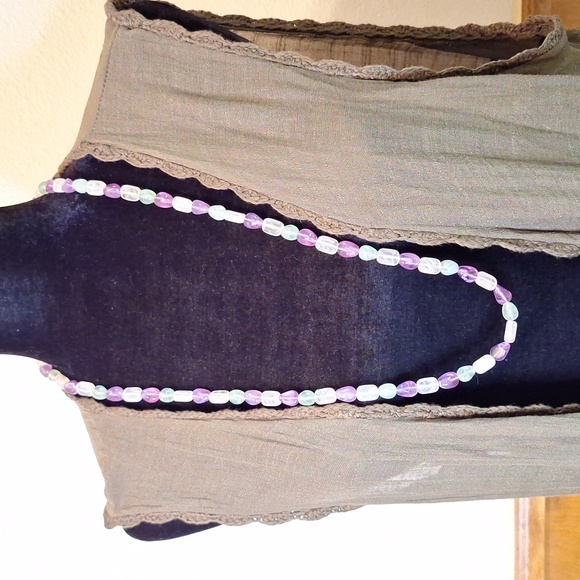 HP🏆 Fluorite Cloud Quartz Long Necklace - Picture 4 of 7